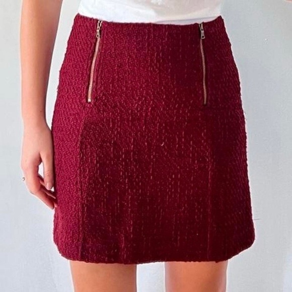 Ann Taylor LOFT Burgundy Skirt with Zippers - Picture 1 of 5